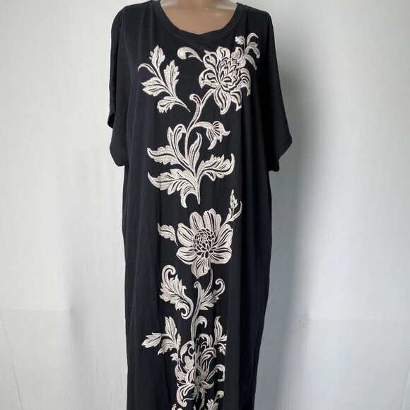 Johnny Was Floral Embroidered Knit T-Shirt Midi Dress – Size L - Picture 1 of 10